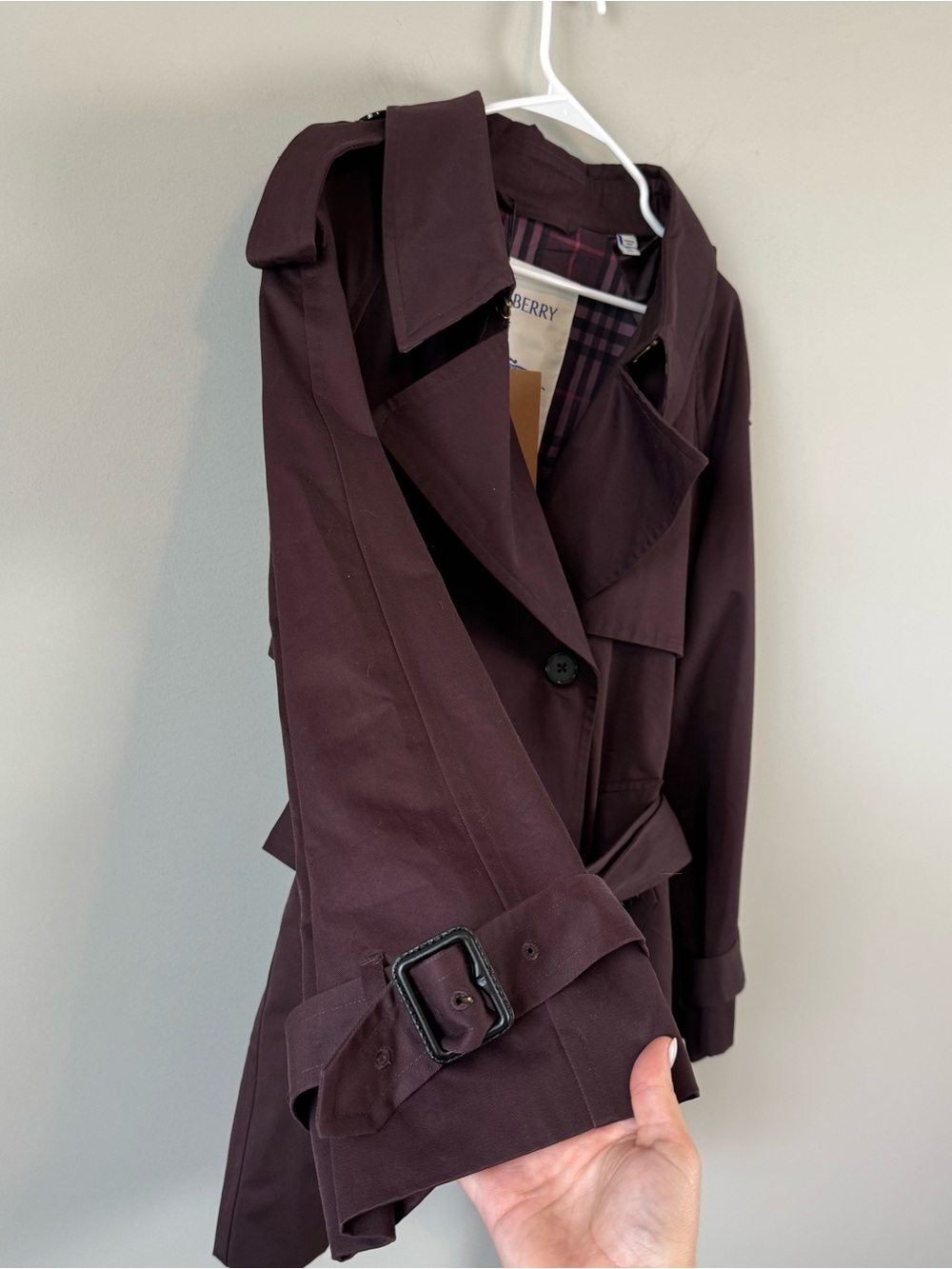 NWT Burberry Short Gabardine Fitzrovia Oversized Cropped Trench Coat Red Wine 2 - Picture 11 of 16